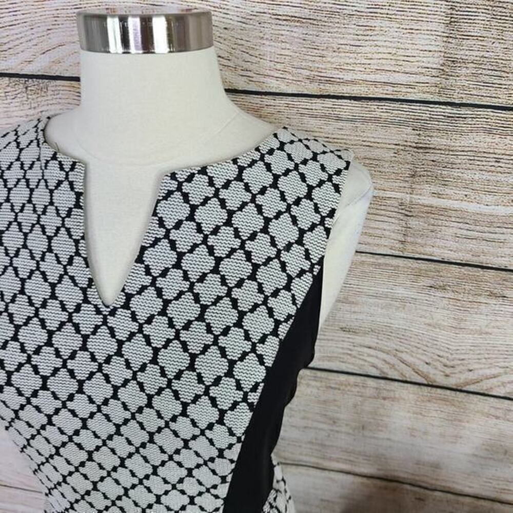5/$25 Kensie Women’s Sleeveless Brocade Diamond Dress Black White Size Medium - Picture 3 of 7